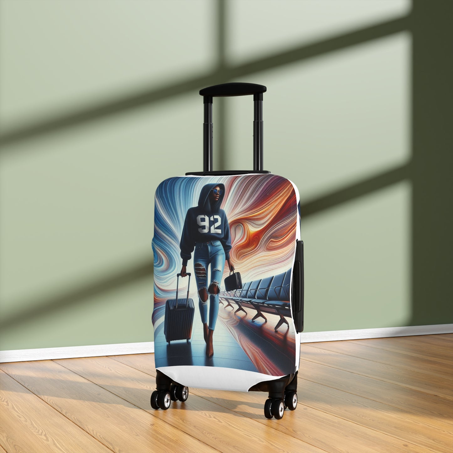 Stylish Travel Luggage Cover with Fashion Illustration - Perfect for Trendsetters