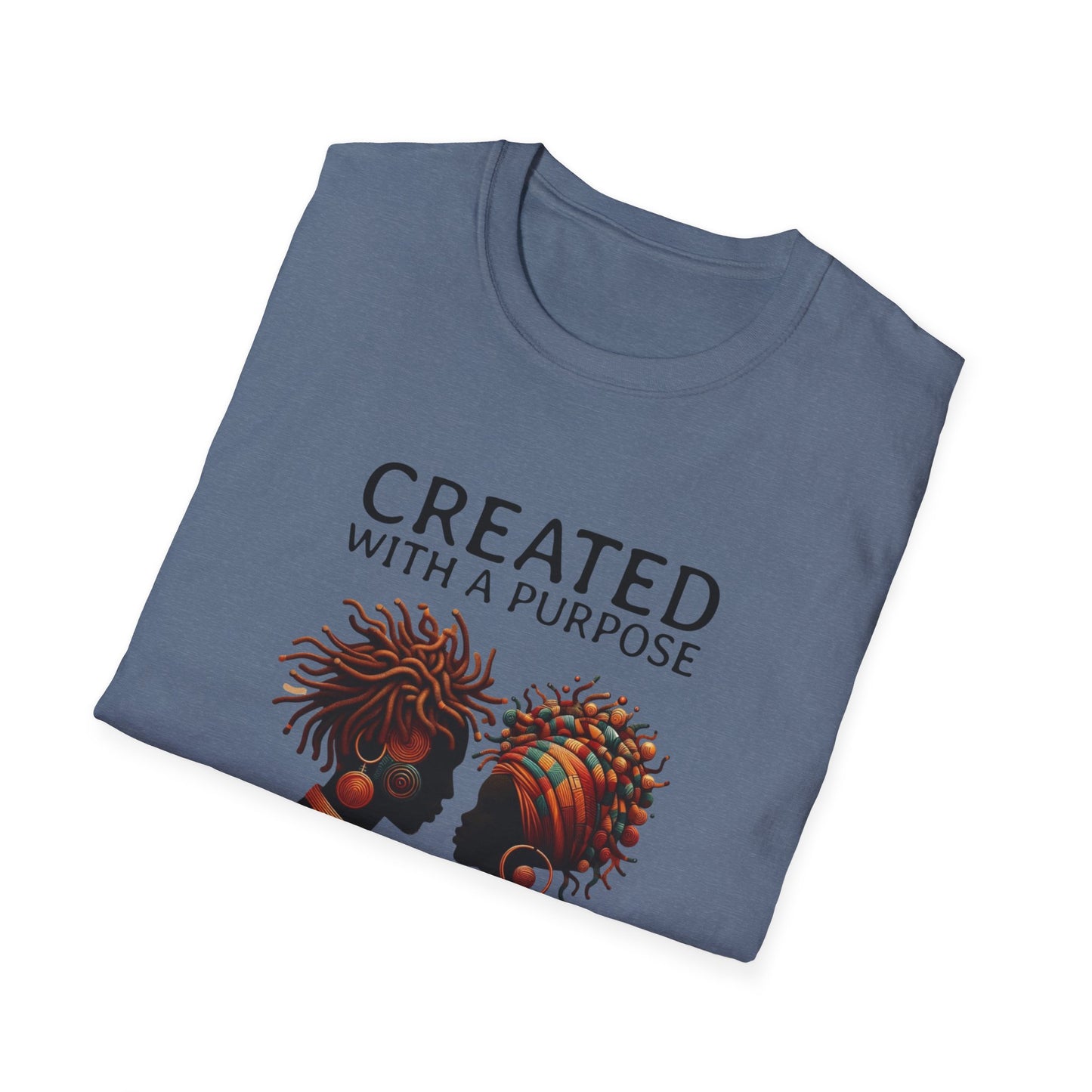 Created with a Purpose Unisex Softstyle T-Shirt - Inspirational Graphic Tee for Faith and Community