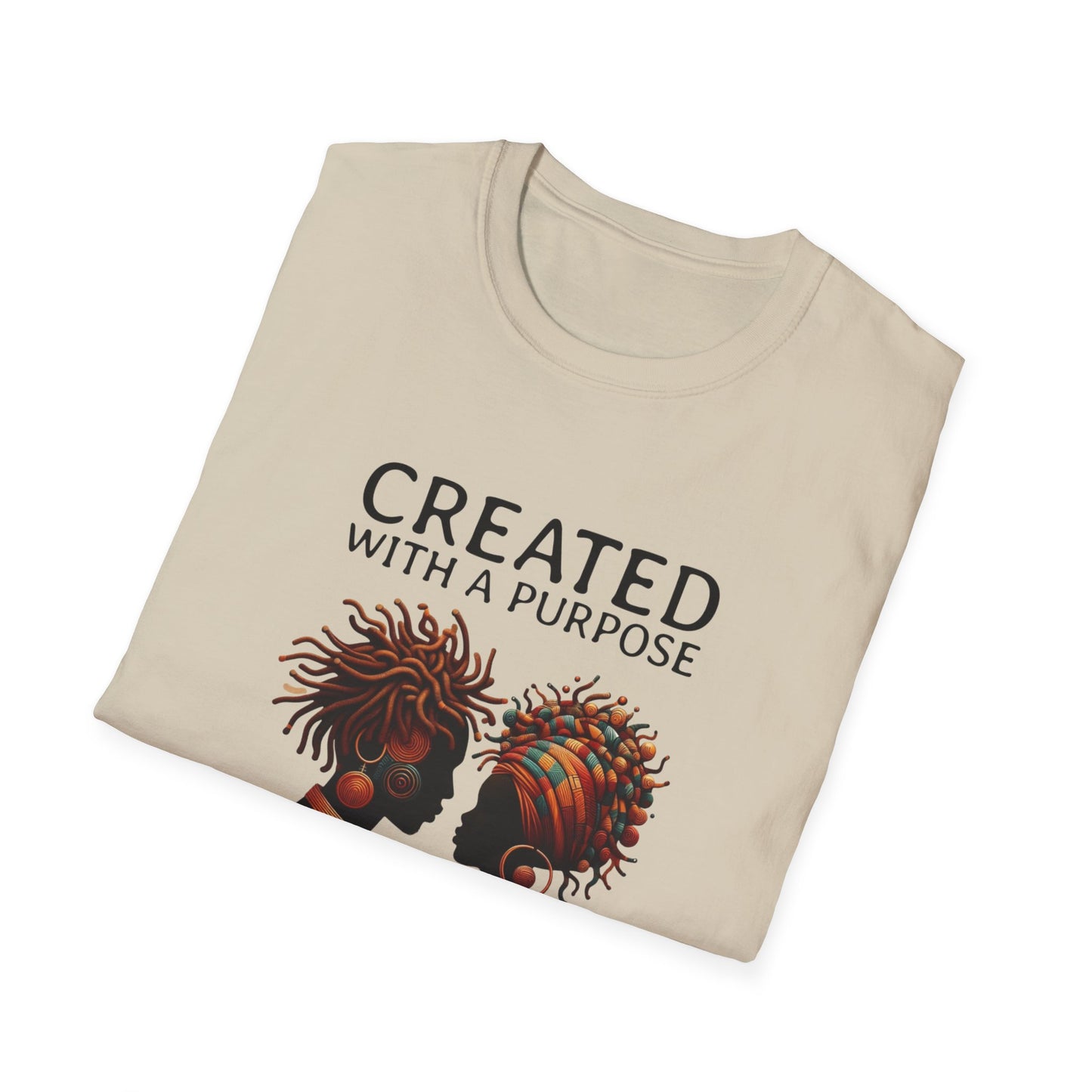 Created with a Purpose Unisex Softstyle T-Shirt - Inspirational Graphic Tee for Faith and Community