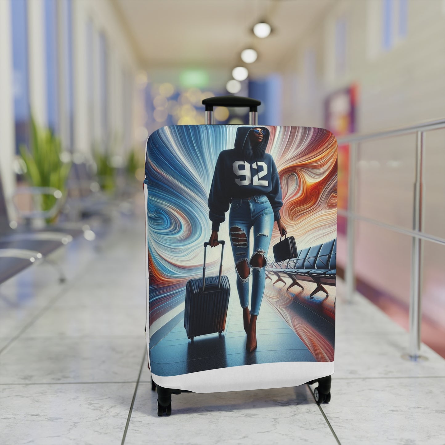 Stylish Travel Luggage Cover with Fashion Illustration - Perfect for Trendsetters