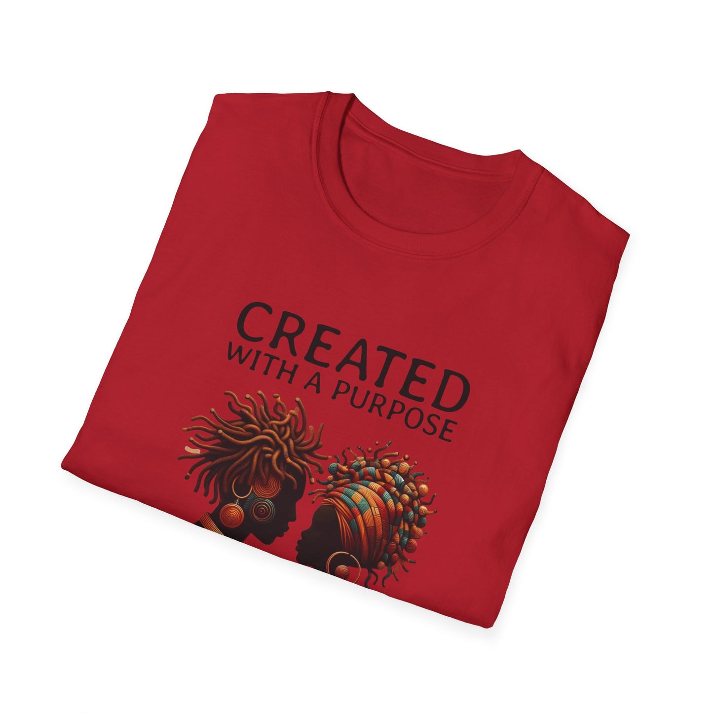 Created with a Purpose Unisex Softstyle T-Shirt - Inspirational Graphic Tee for Faith and Community