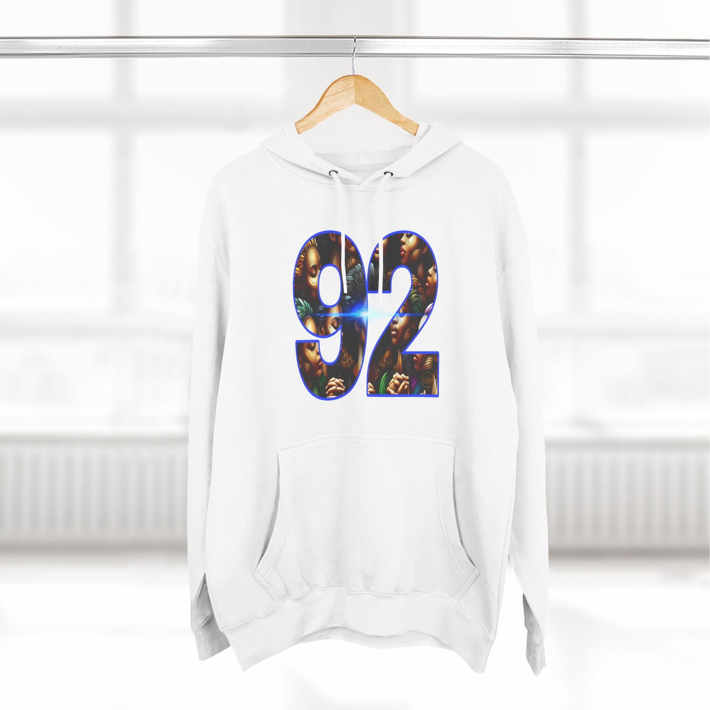 92 Three-Panel Fleece Hoodie - Trendy Streetwear for Casual Vibes