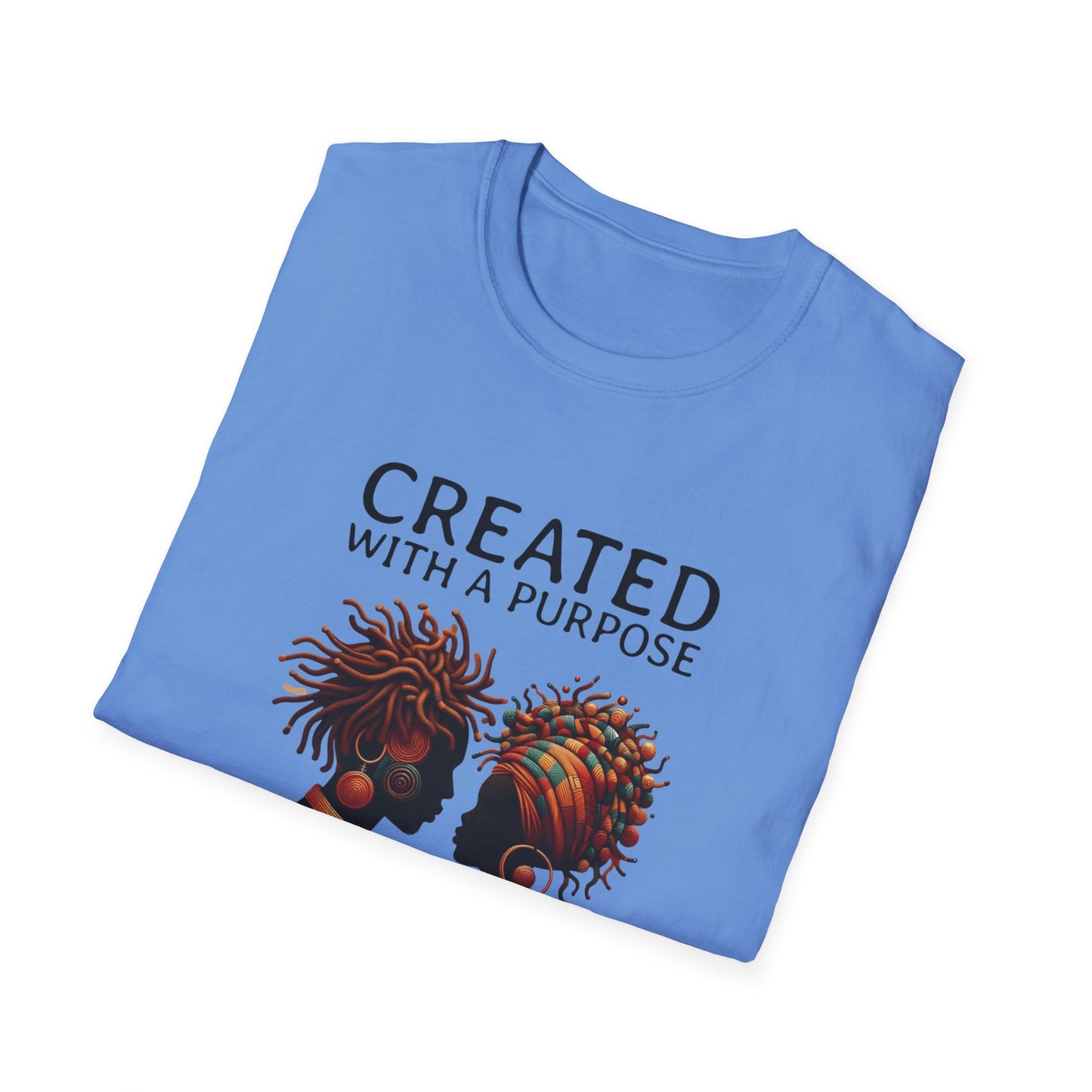 Created with a Purpose Unisex Softstyle T-Shirt - Inspirational Graphic Tee for Faith and Community