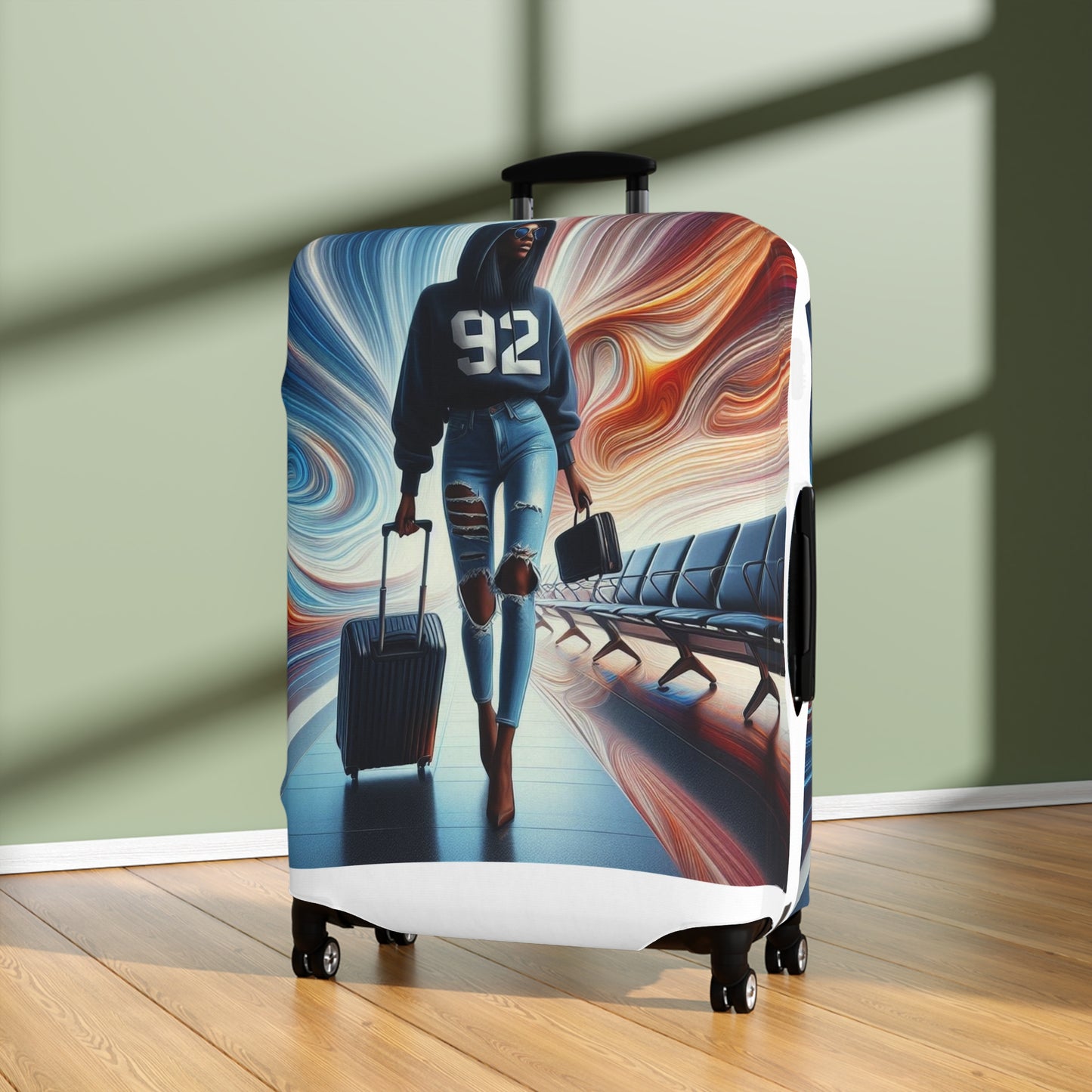 Stylish Travel Luggage Cover with Fashion Illustration - Perfect for Trendsetters