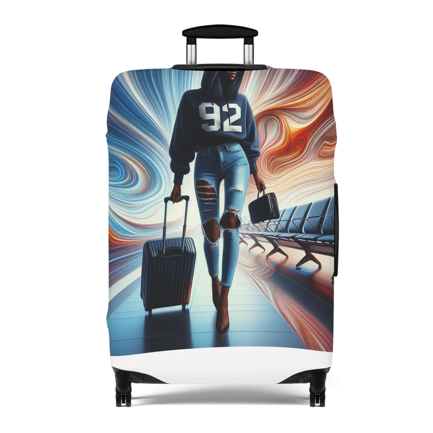 Stylish Travel Luggage Cover with Fashion Illustration - Perfect for Trendsetters