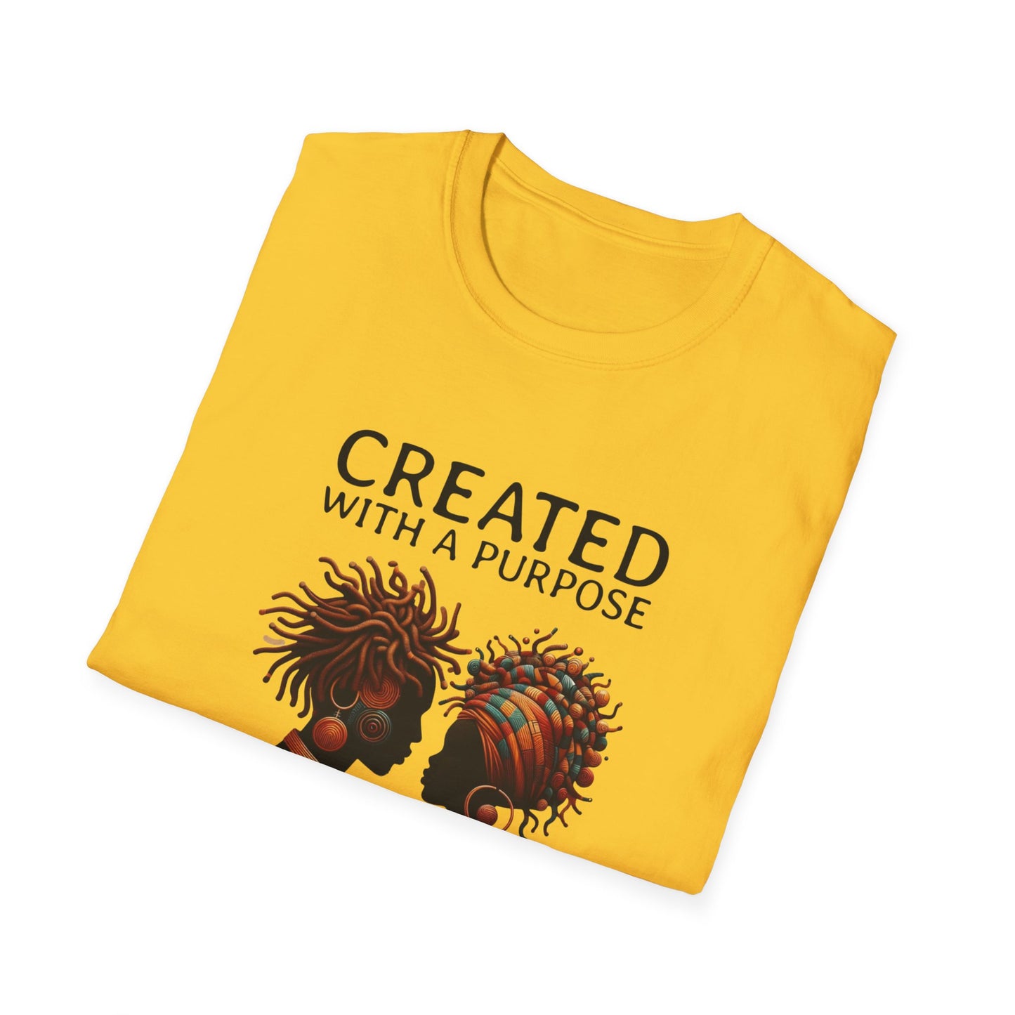 Created with a Purpose Unisex Softstyle T-Shirt - Inspirational Graphic Tee for Faith and Community