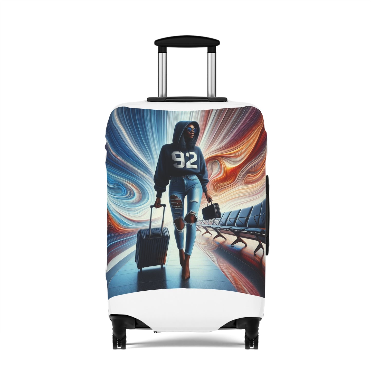 Stylish Travel Luggage Cover with Fashion Illustration - Perfect for Trendsetters
