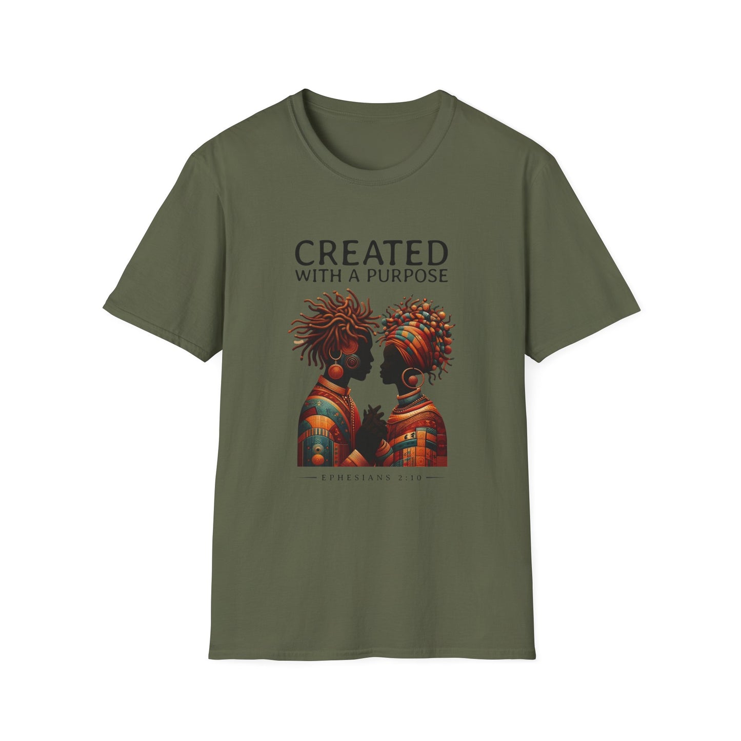 Created with a Purpose Unisex Softstyle T-Shirt - Inspirational Graphic Tee for Faith and Community