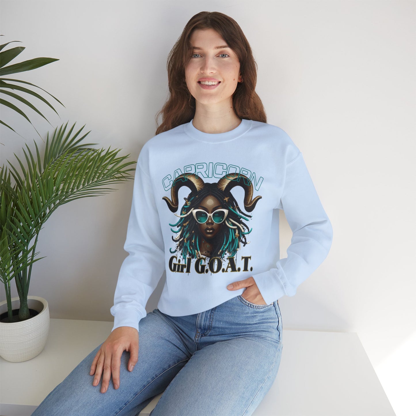 Capricorn Girl G.O.A.T. Unisex Crewneck Sweatshirt