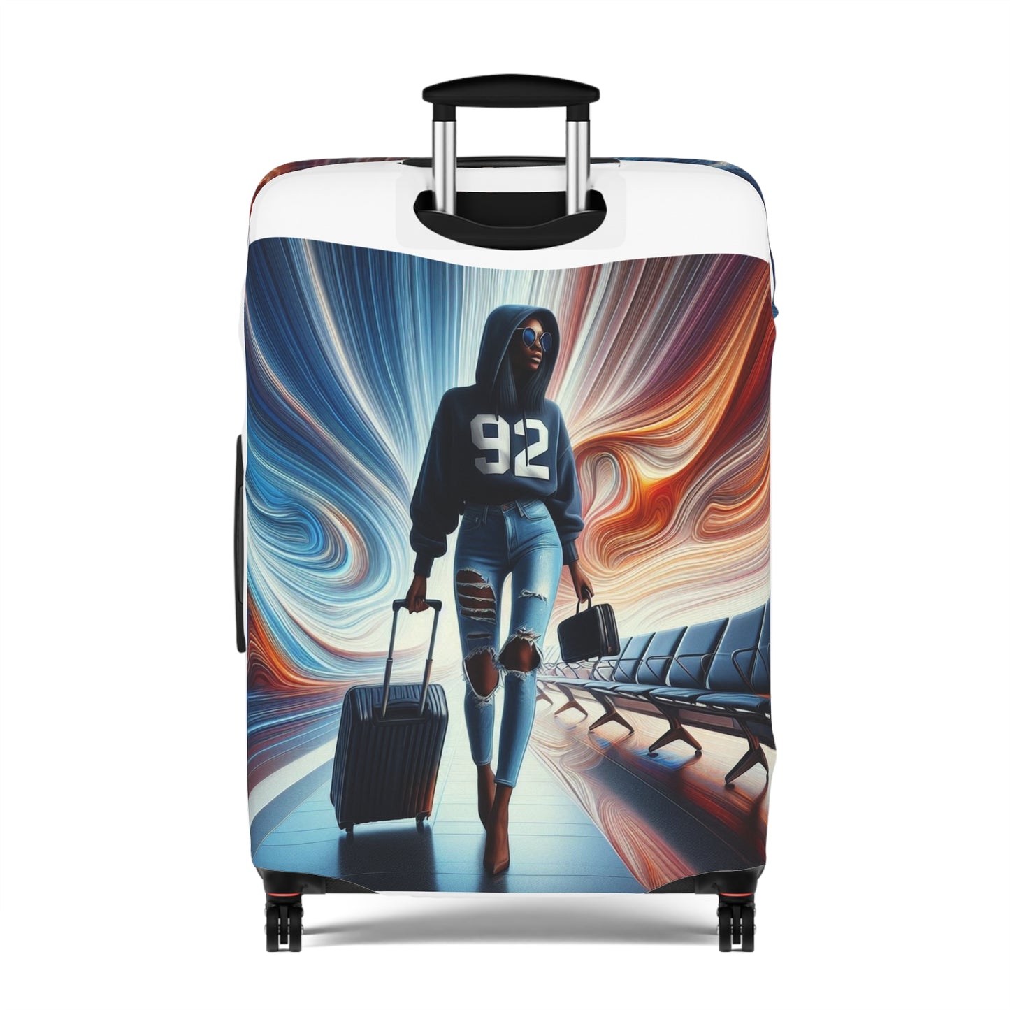 Stylish Travel Luggage Cover with Fashion Illustration - Perfect for Trendsetters