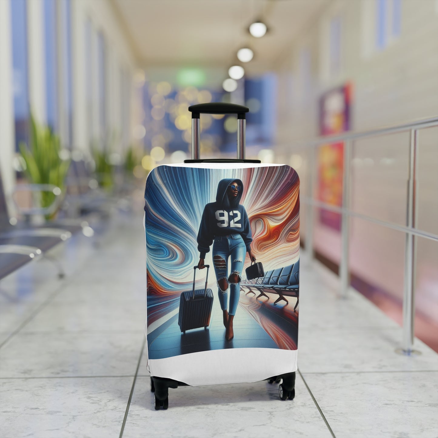 Stylish Travel Luggage Cover with Fashion Illustration - Perfect for Trendsetters