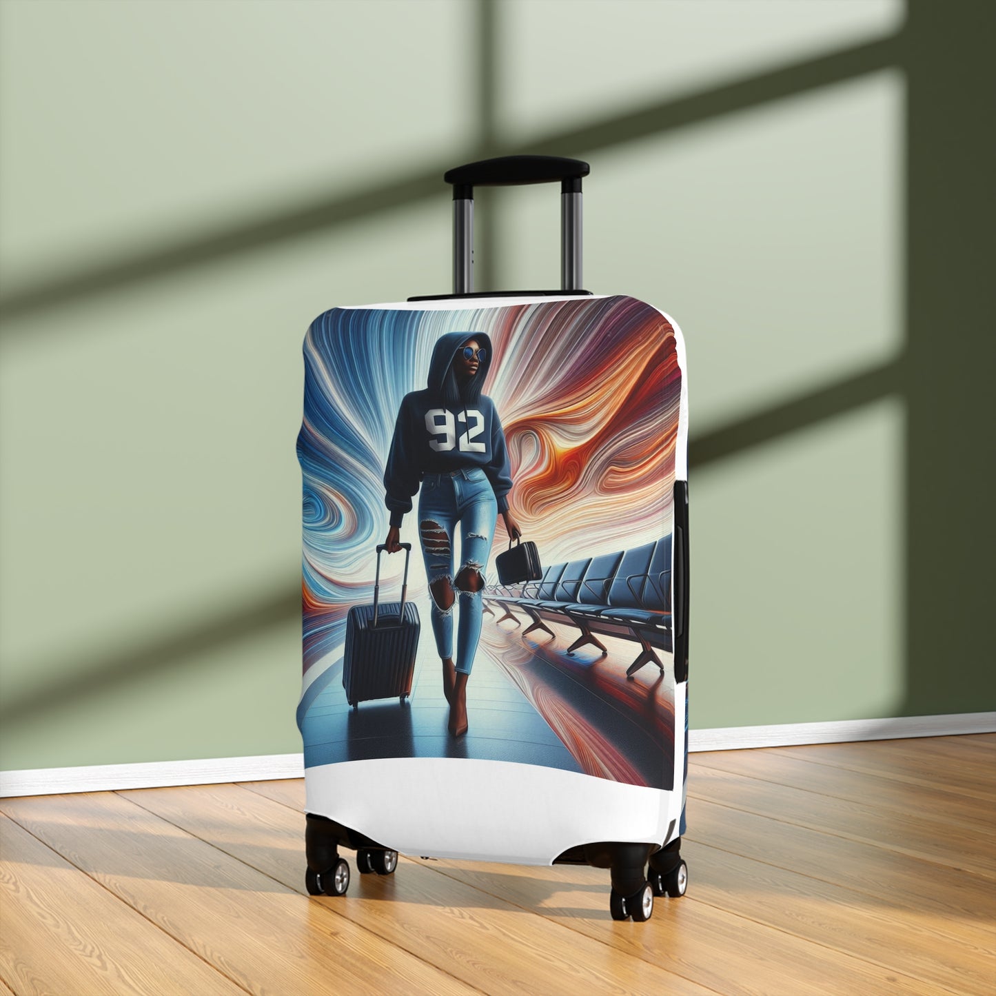 Stylish Travel Luggage Cover with Fashion Illustration - Perfect for Trendsetters
