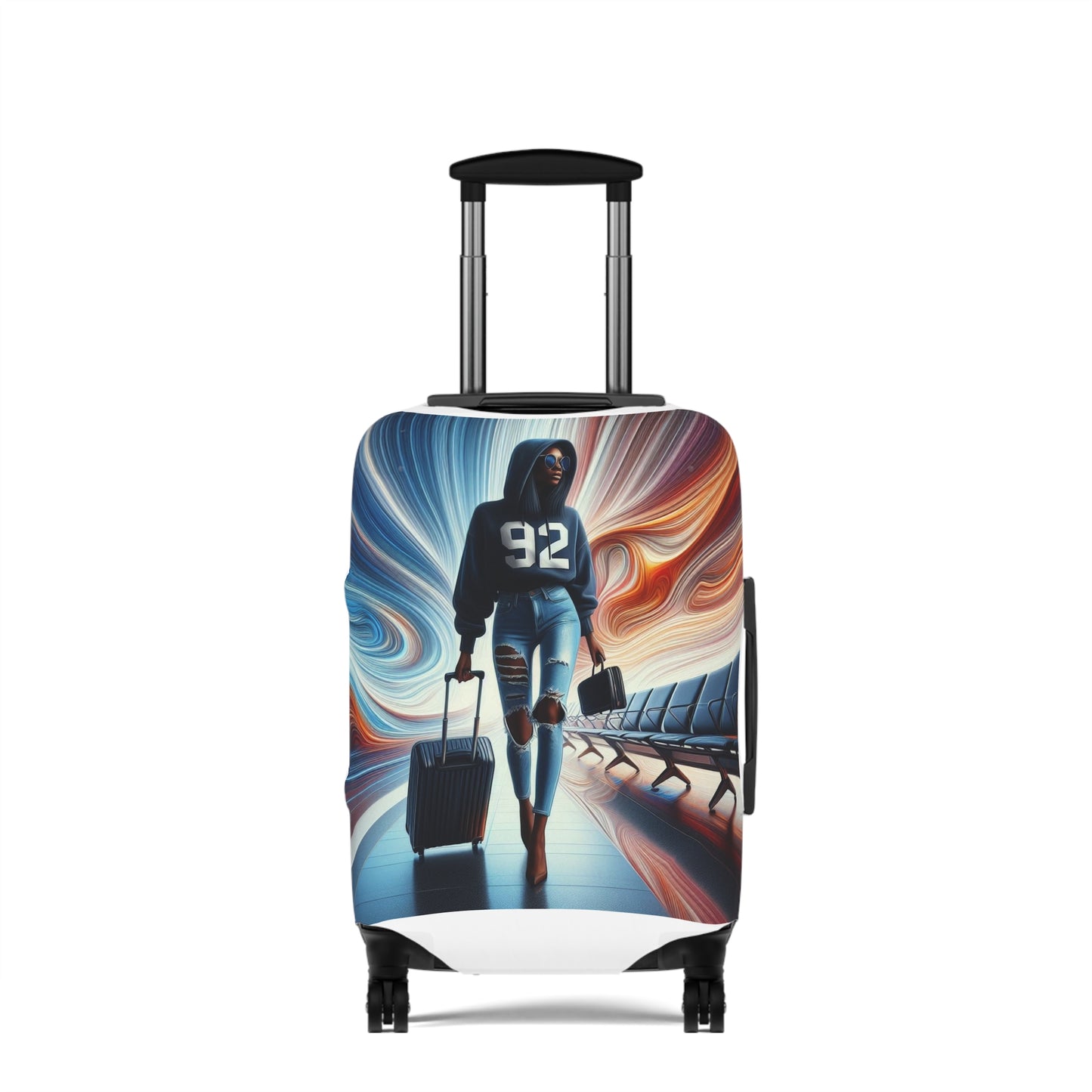Stylish Travel Luggage Cover with Fashion Illustration - Perfect for Trendsetters