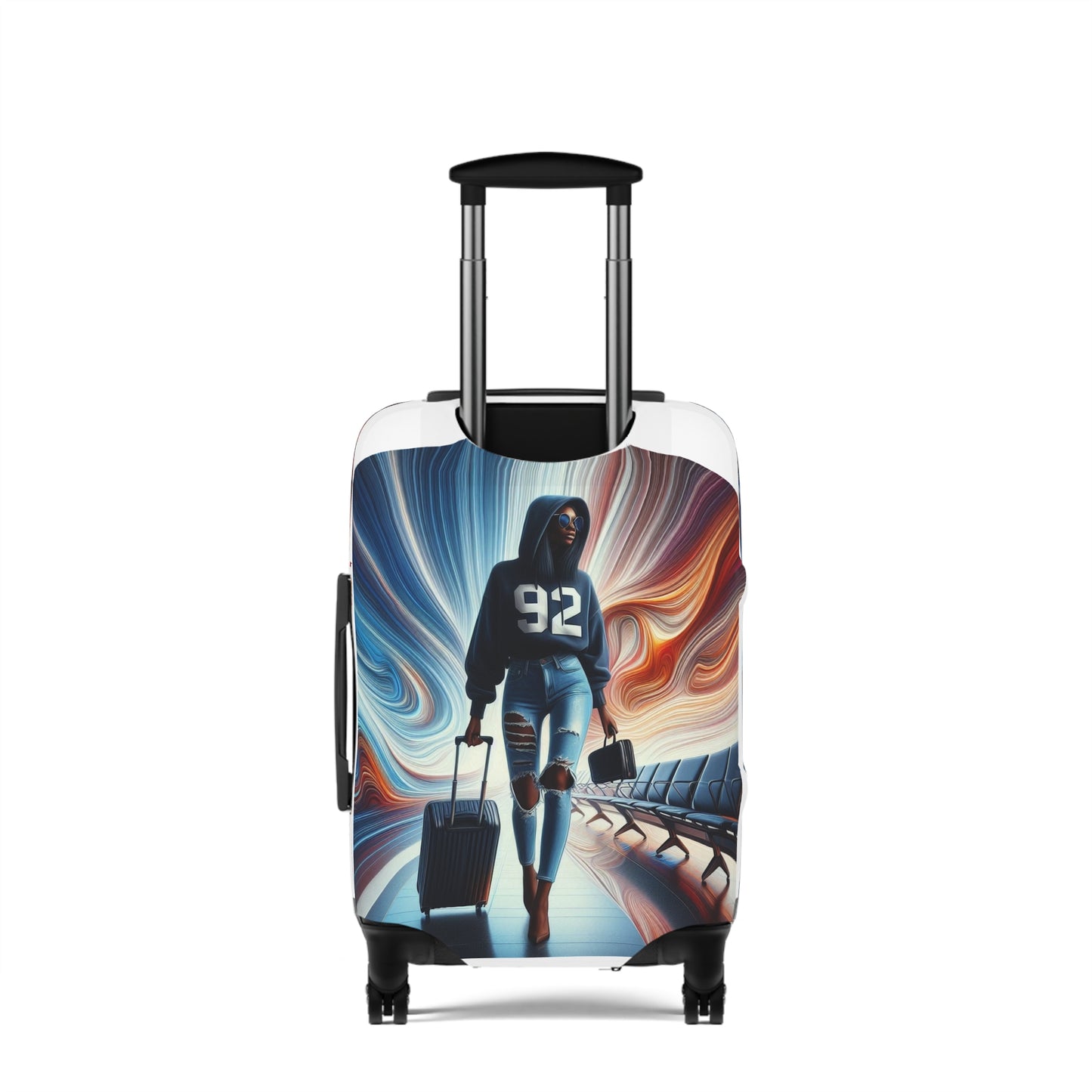 Stylish Travel Luggage Cover with Fashion Illustration - Perfect for Trendsetters