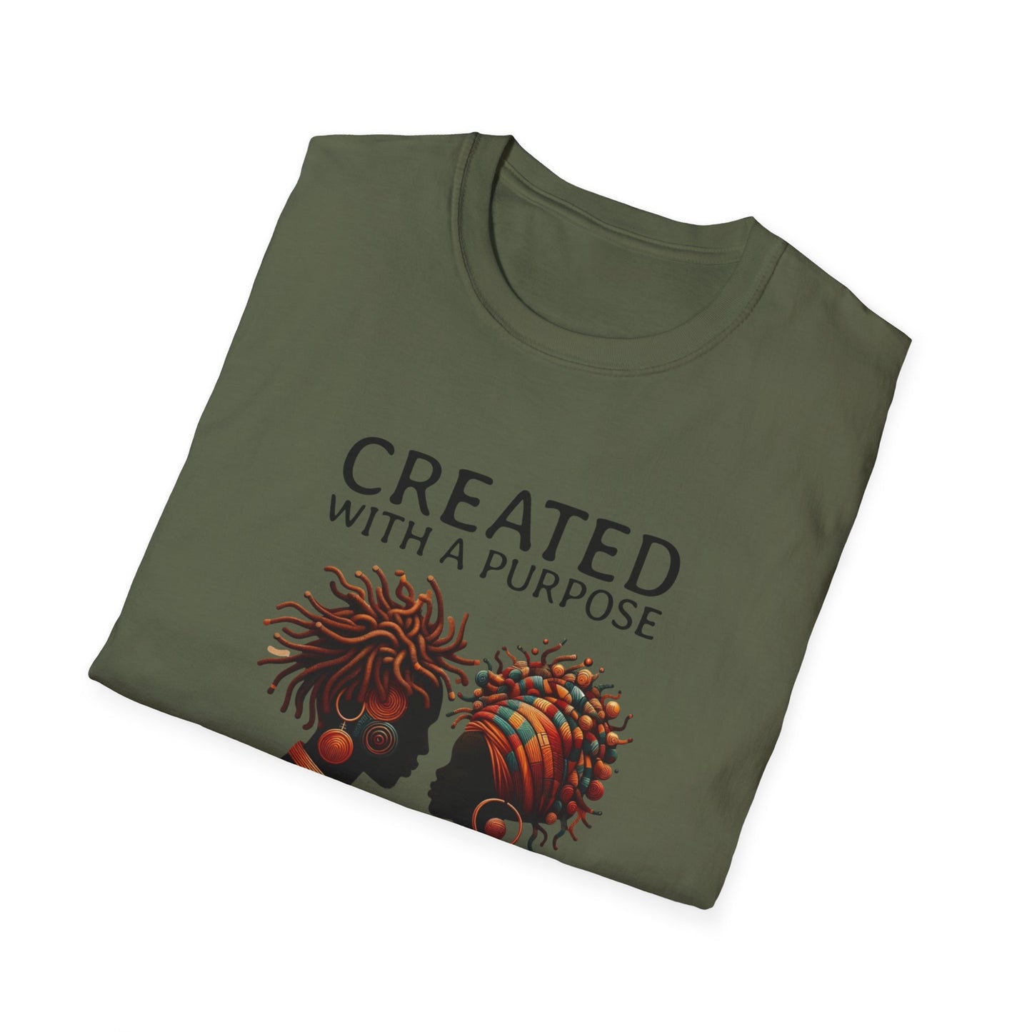 Created with a Purpose Unisex Softstyle T-Shirt - Inspirational Graphic Tee for Faith and Community