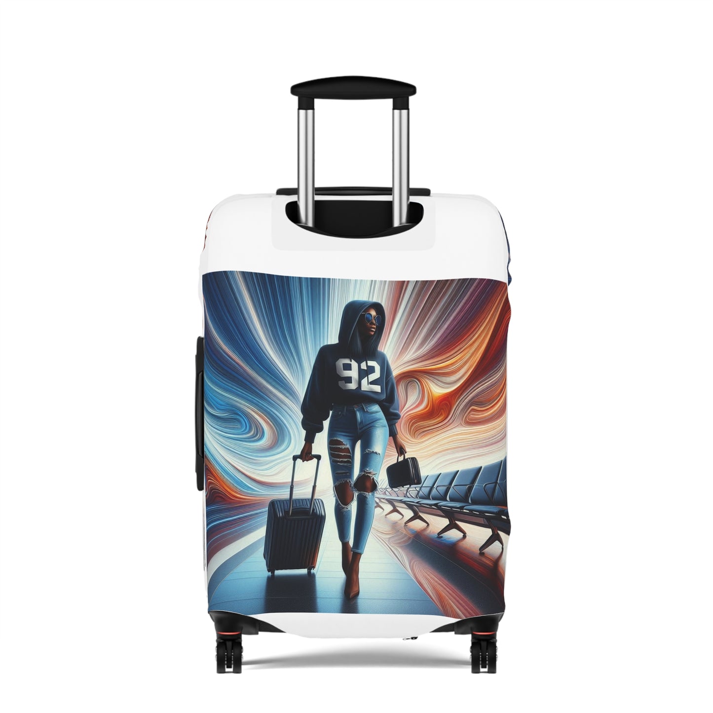 Stylish Travel Luggage Cover with Fashion Illustration - Perfect for Trendsetters