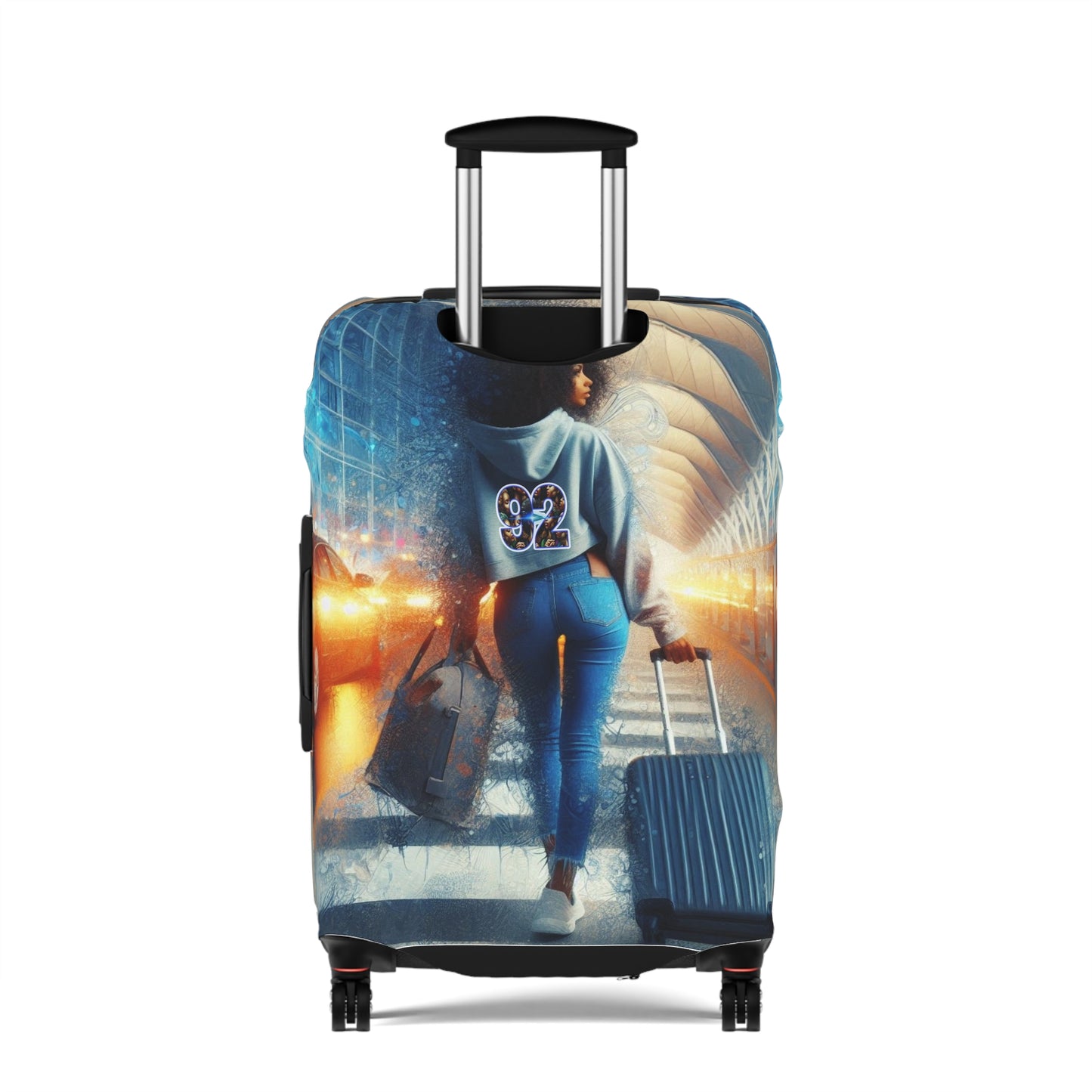 92 Travel-Inspired Luggage Cover with Stylish Graphics - Perfect for Adventurers