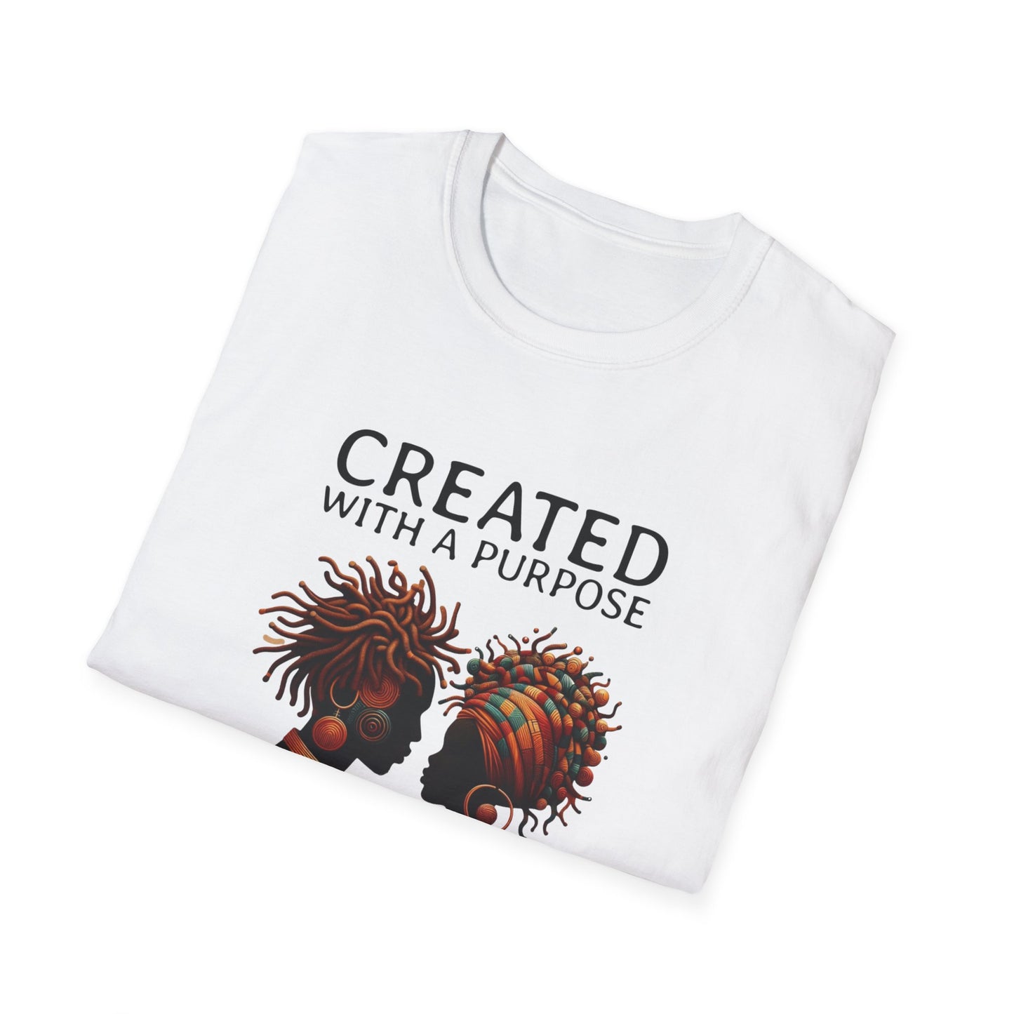 Created with a Purpose Unisex Softstyle T-Shirt - Inspirational Graphic Tee for Faith and Community