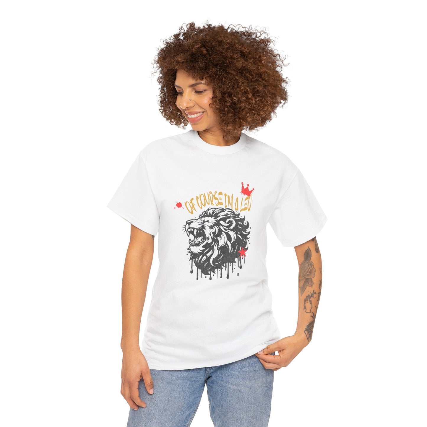 Unisex Heavy Cotton Tee - 'Of Course I'm a Lion' Graphic Tee