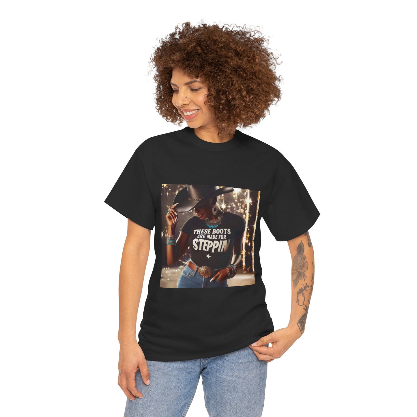 Cowgirl Vibes Unisex Heavy Cotton Tee - 'These Boots Are Made for Steppin'
