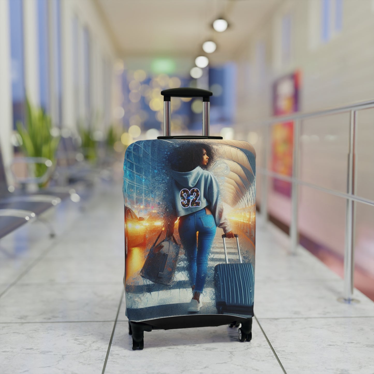 92 Travel-Inspired Luggage Cover with Stylish Graphics - Perfect for Adventurers