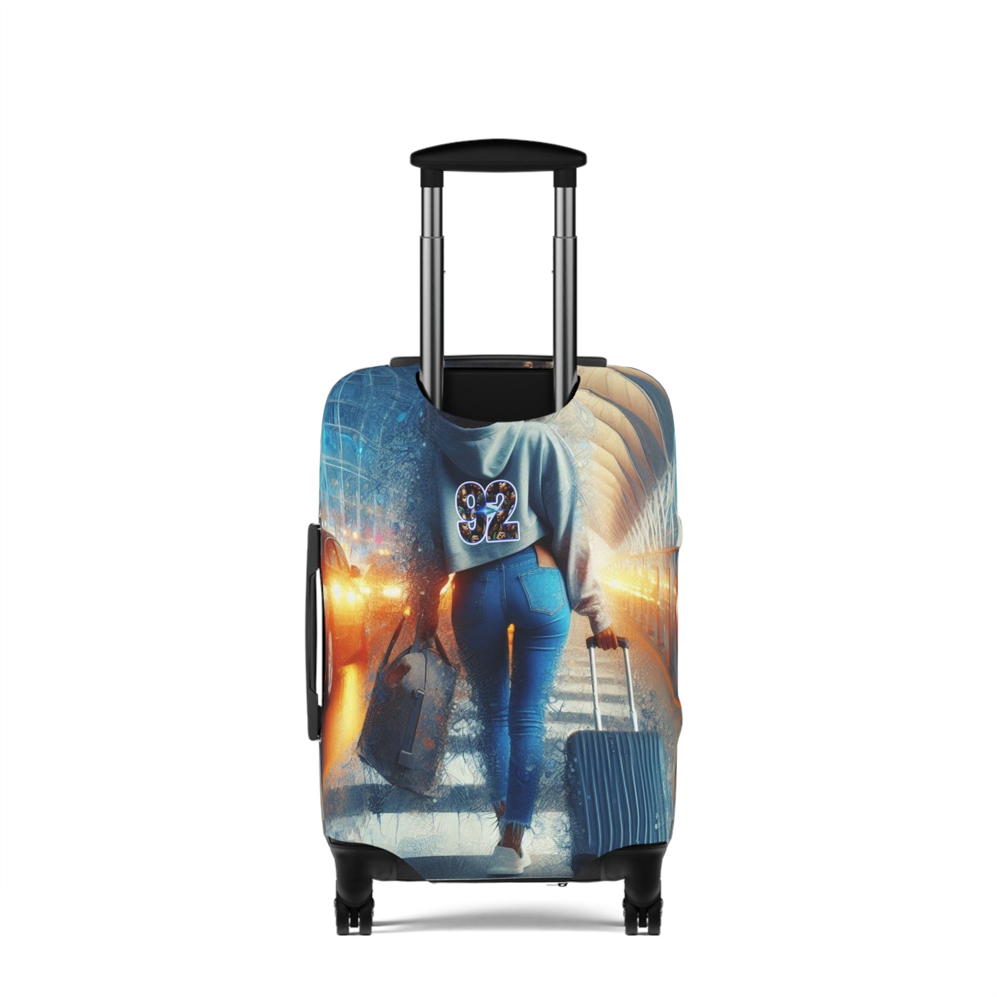 92 Travel-Inspired Luggage Cover with Stylish Graphics - Perfect for Adventurers