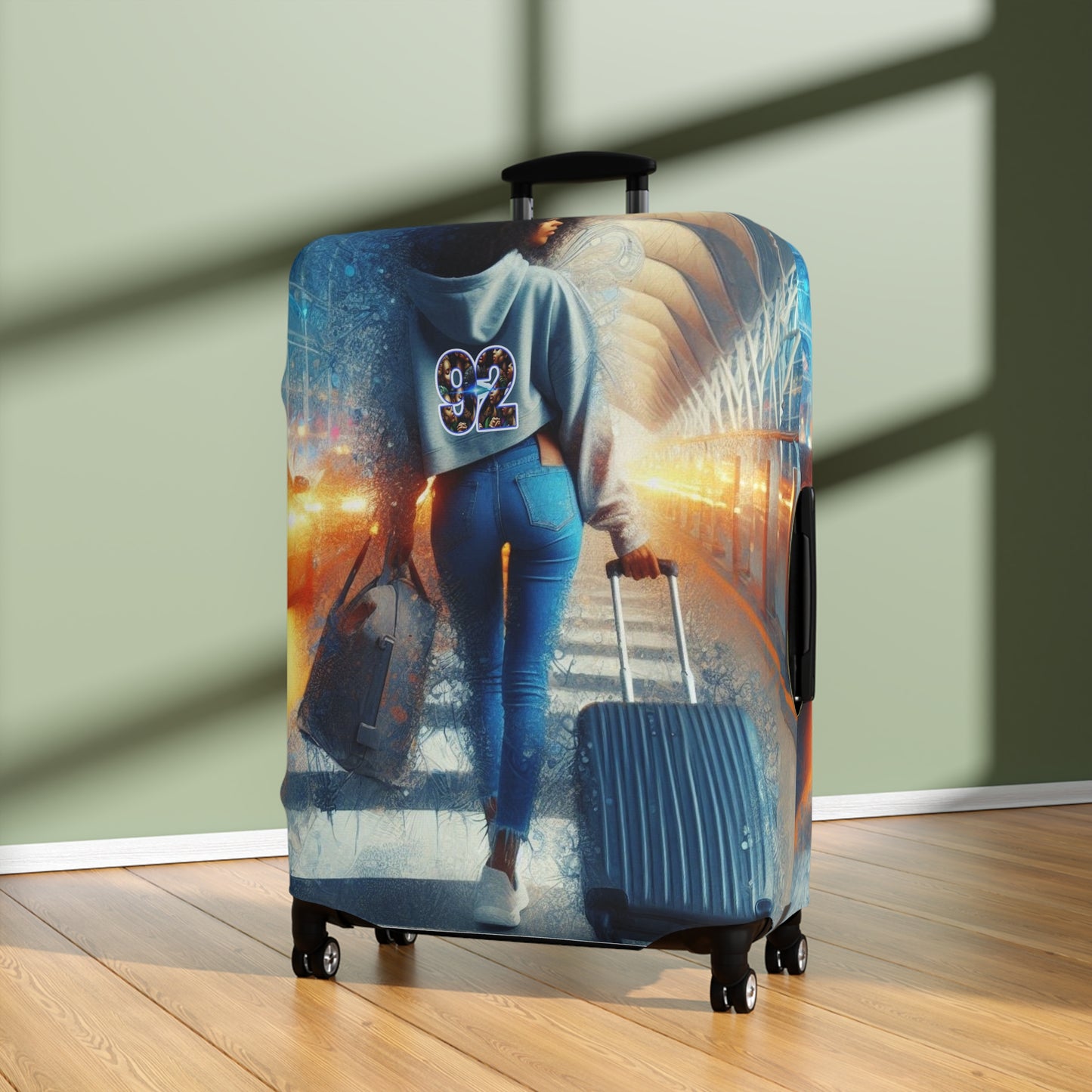 92 Travel-Inspired Luggage Cover with Stylish Graphics - Perfect for Adventurers