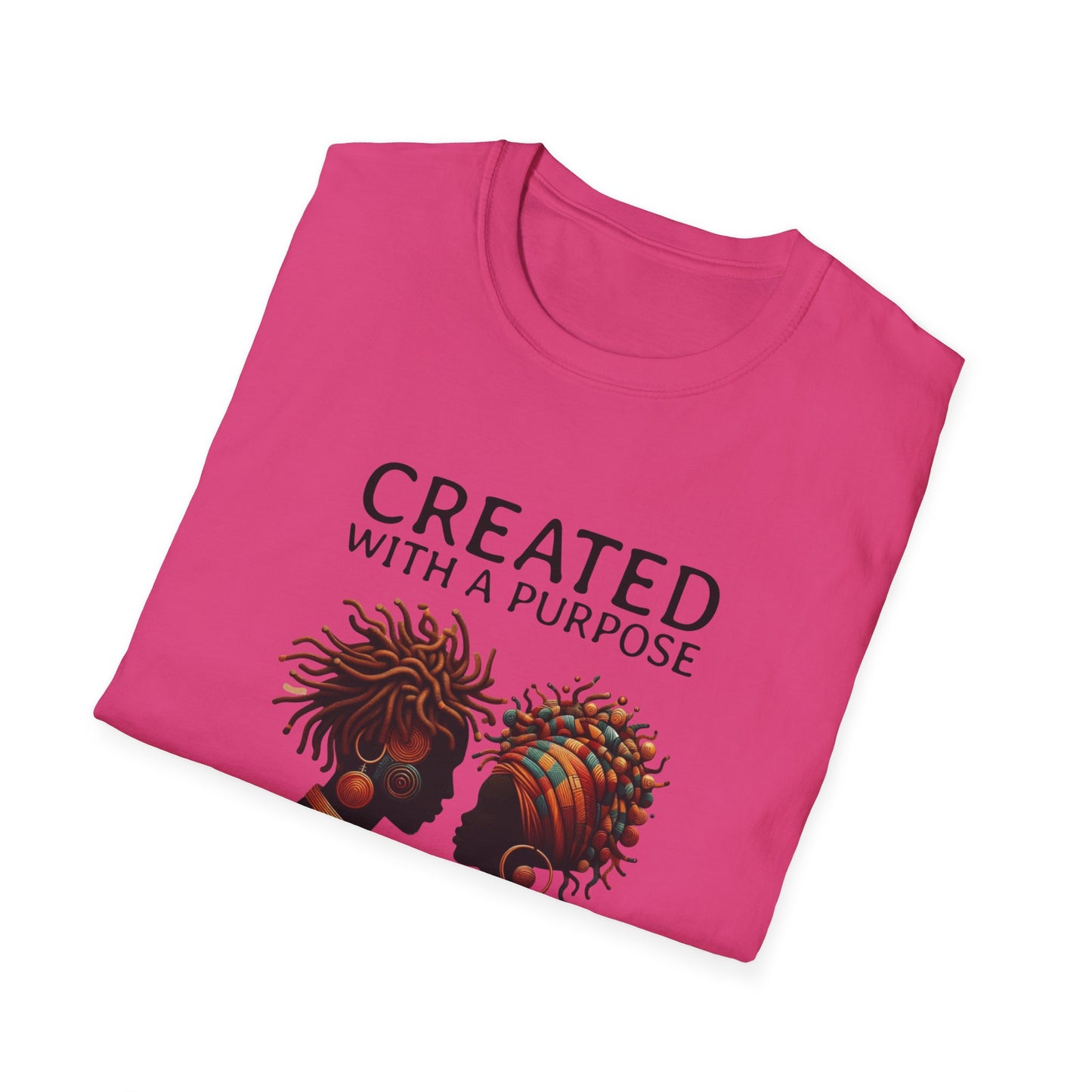 Created with a Purpose Unisex Softstyle T-Shirt - Inspirational Graphic Tee for Faith and Community